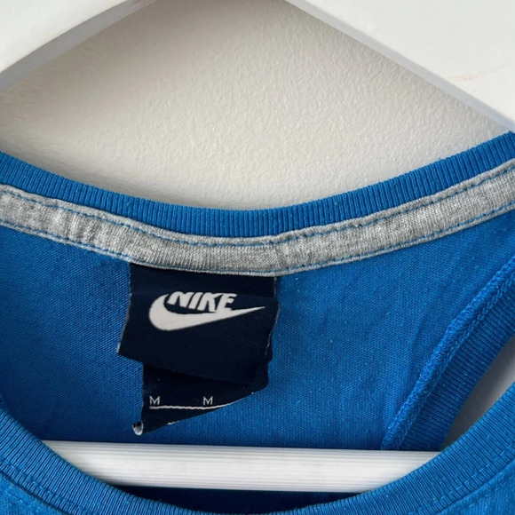 Nike Blue Tank Top Workout Run Running Swoosh Cotton Racerback Sleeveless Medium - Picture 4 of 5
